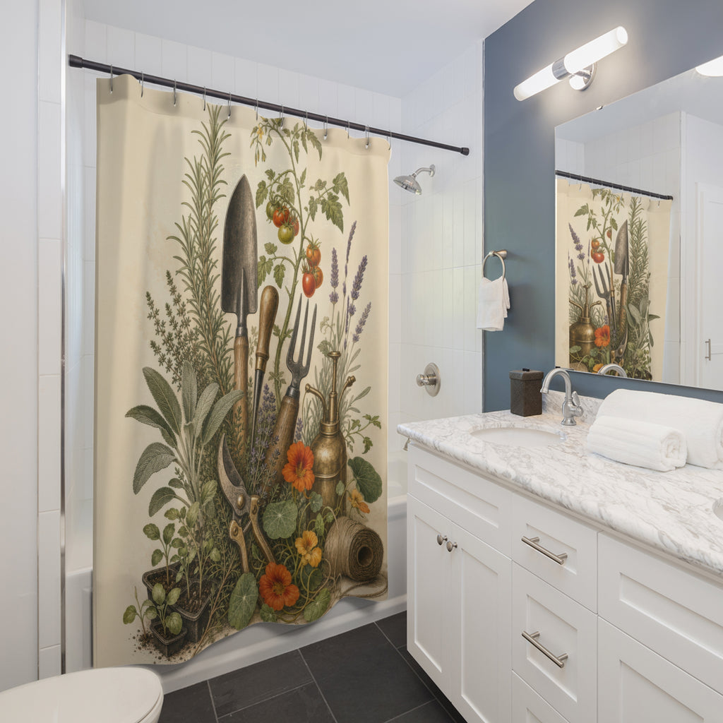Vintage Gardener Tools Shower Curtain
