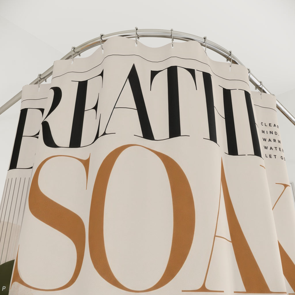 Typography Shower Curtain: Modern Beige Black