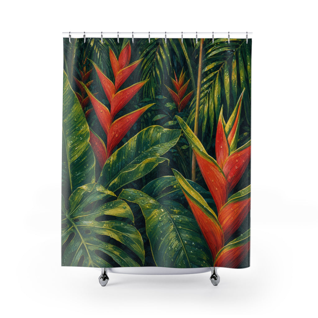 Gouache Heliconia Jungle Shower Curtain