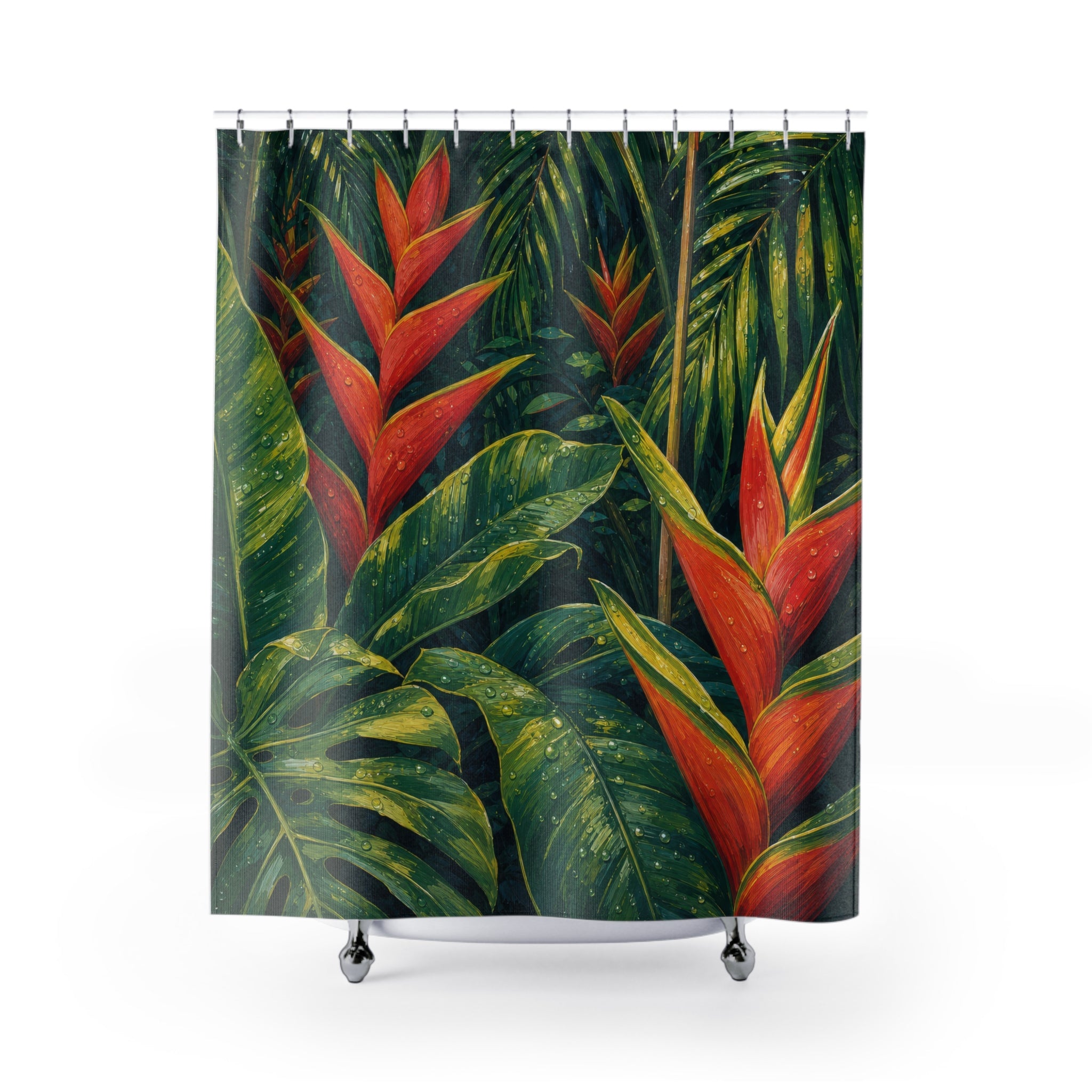 Gouache Heliconia Jungle Shower Curtain