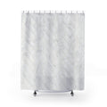 White Marble Herringbone Shower Curtain