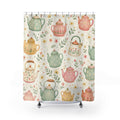 Pastel Teapot Cute Floral Botanical Farmhouse Cottage Shower Curtain