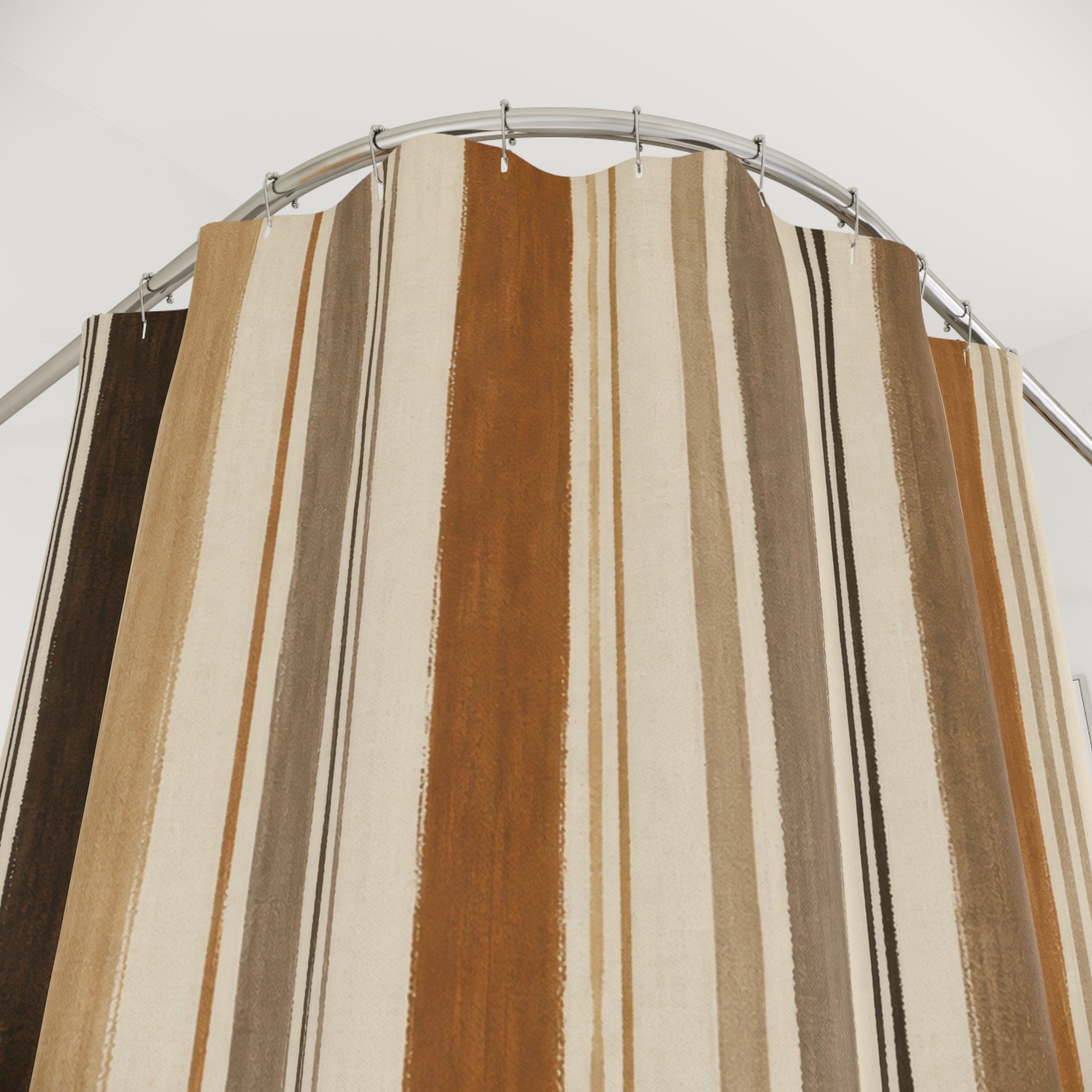 Black Brown Tan Vertical Stripe Shower Curtain