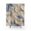 Blue Marble Shower Curtain, Cream Beige Stone Abstract Pattern, Spa Bathroom Decor, Serene Blue Spa Wall Decor Guest Bath Wall Gift