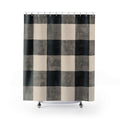 Buffalo Plaid Shower Curtain, Black White Farmhouse Bath Decor, Large Checkered Pattern, Classic Neutral Guest Bathroom Decor Style