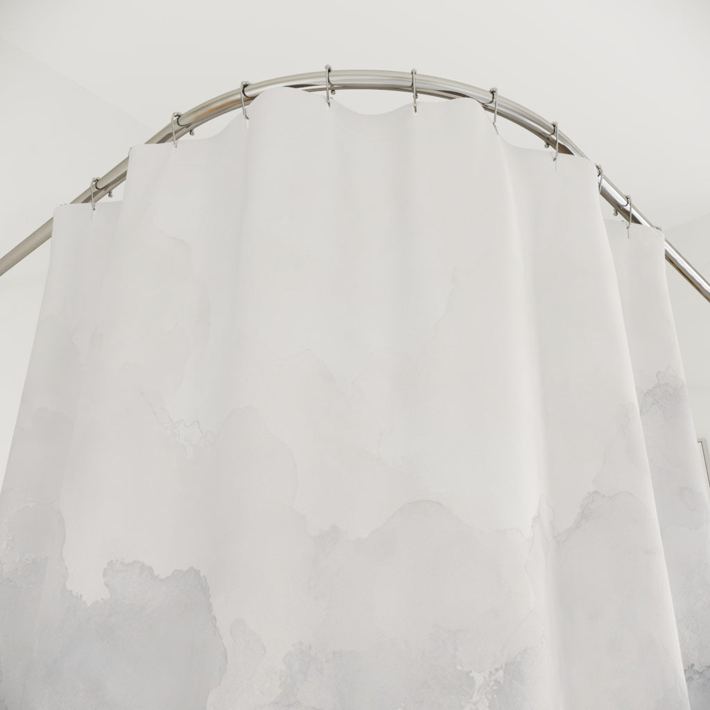 Grey White Watercolor Shower Curtain