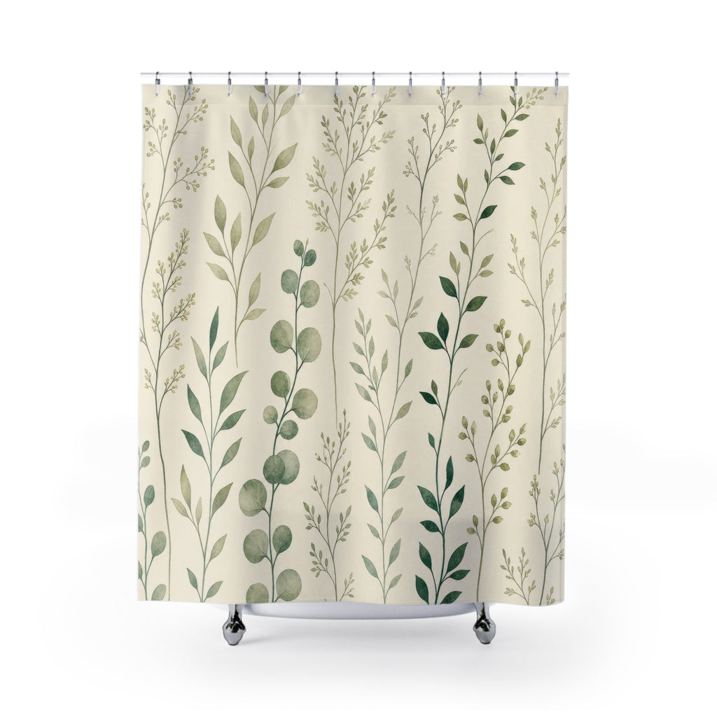 Delicate Leaf Stem Shower Curtain