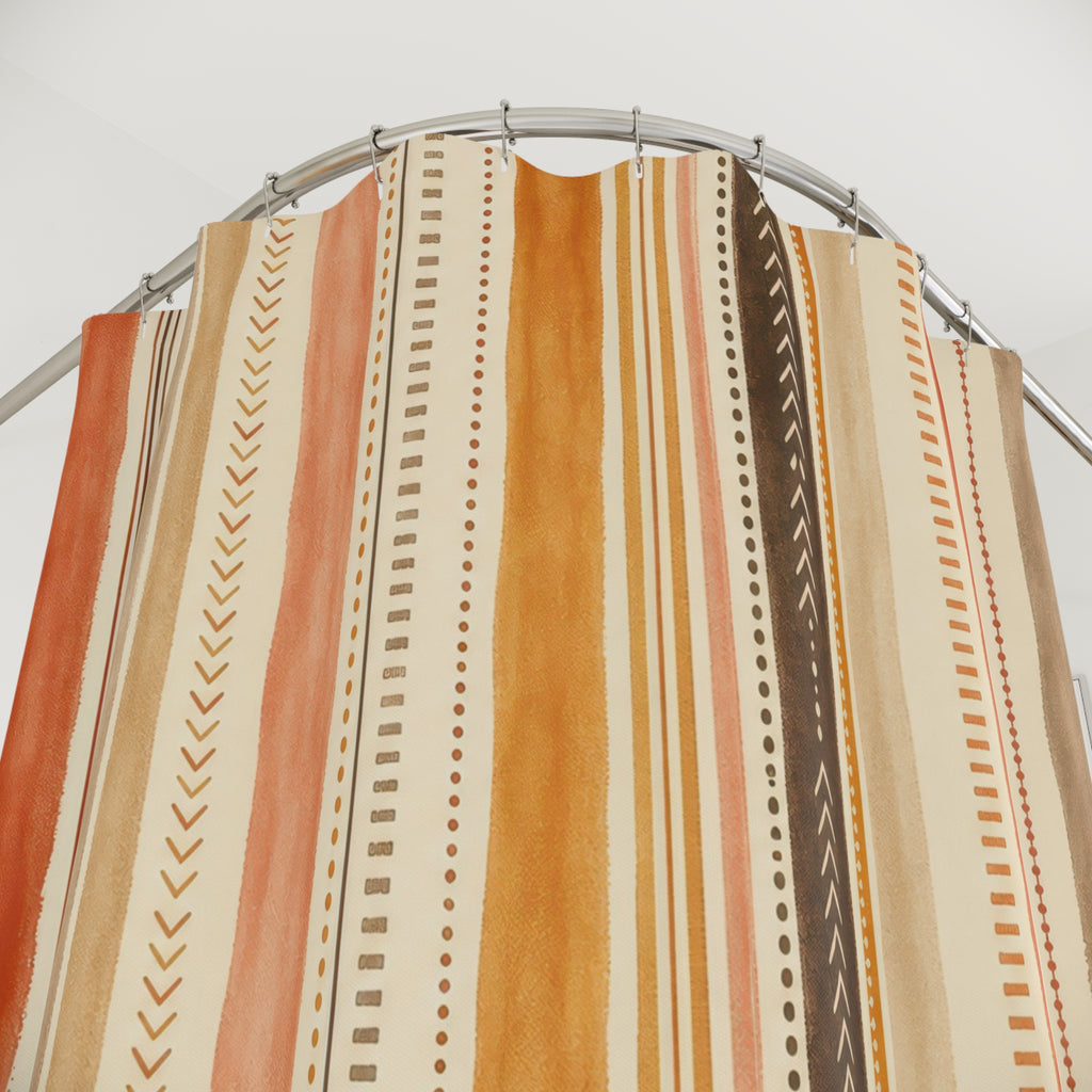 Cream Terracotta Delicate Pinstripe Shower Curtain