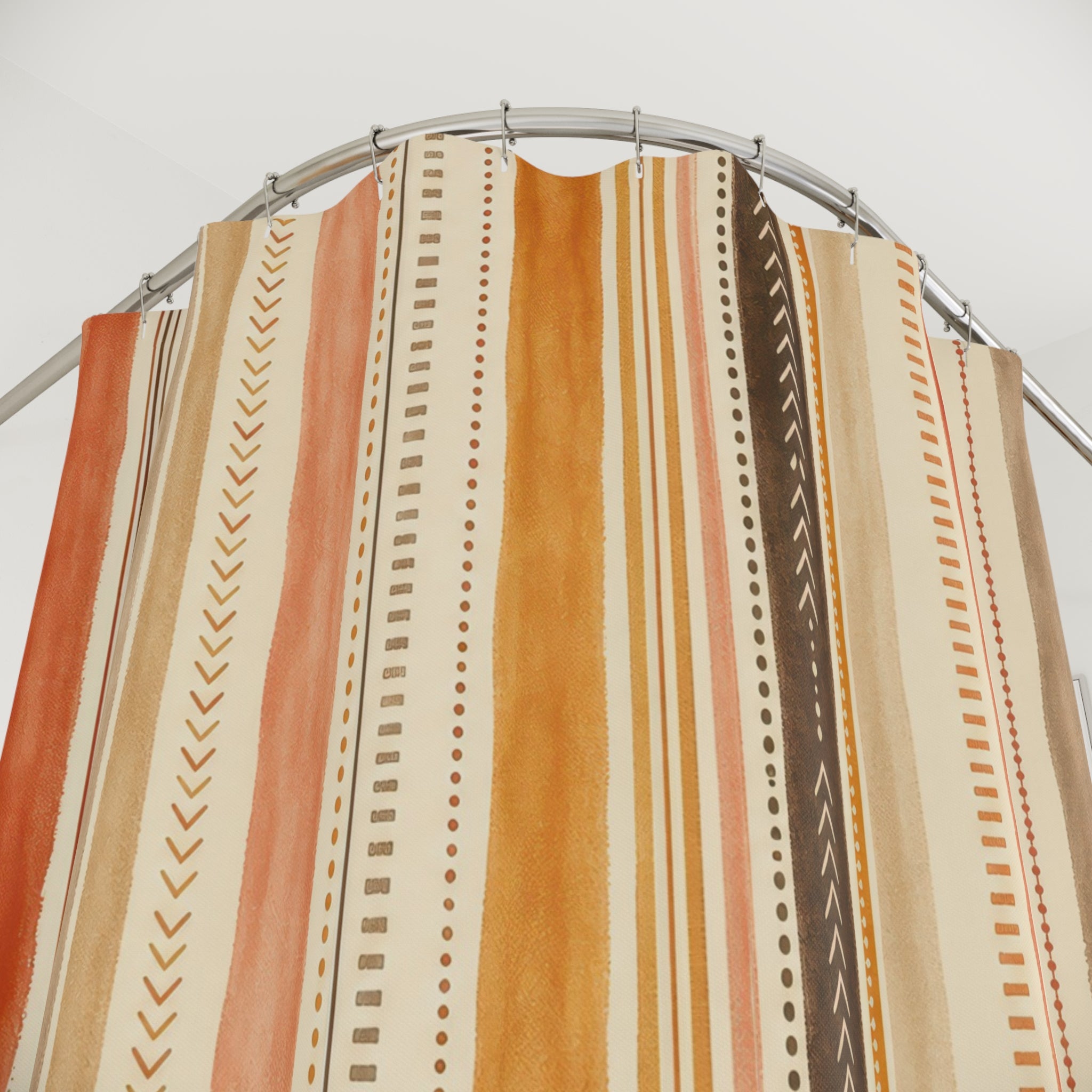 Cream Terracotta Delicate Pinstripe Shower Curtain