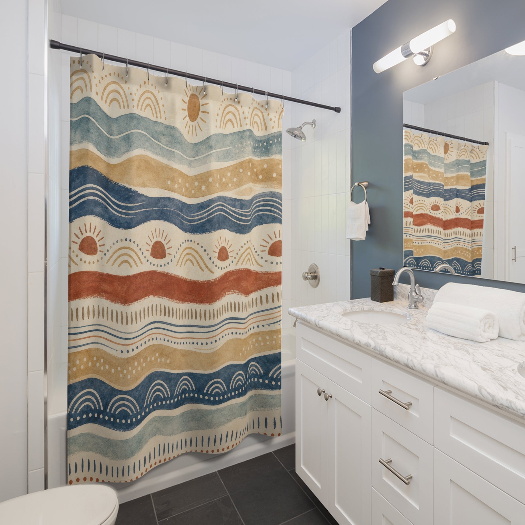 Boho Striped Sun Shower Curtain