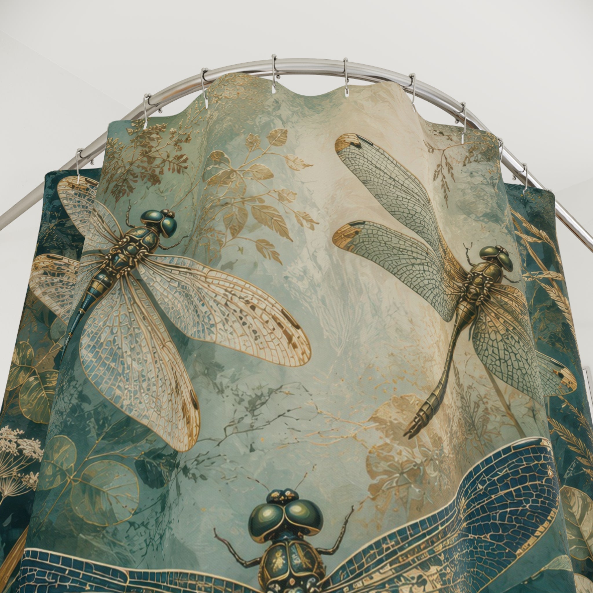 Dragonfly Shower Curtain: Botanical Pond