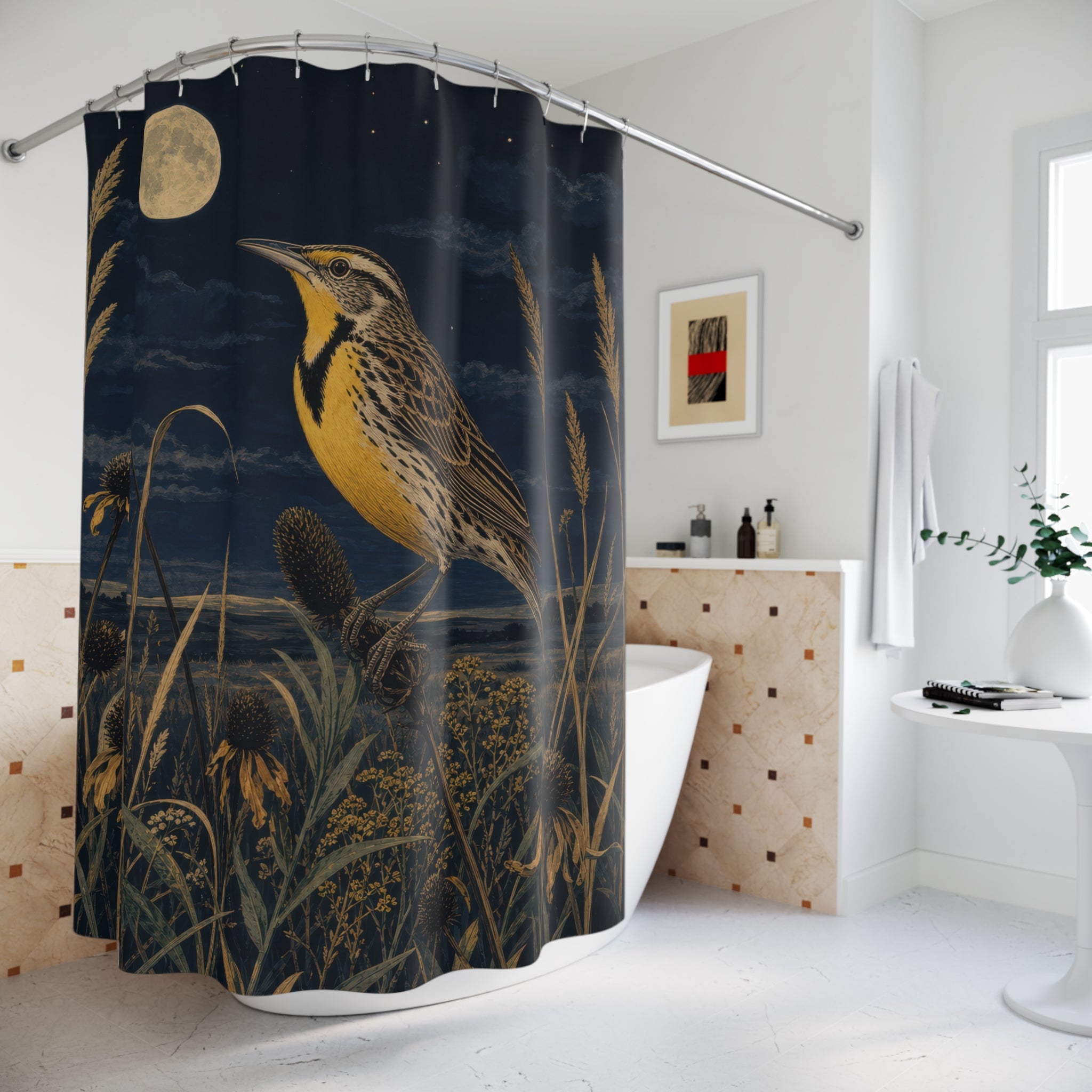 Meadowlark Moonlit Prairie Shower Curtain