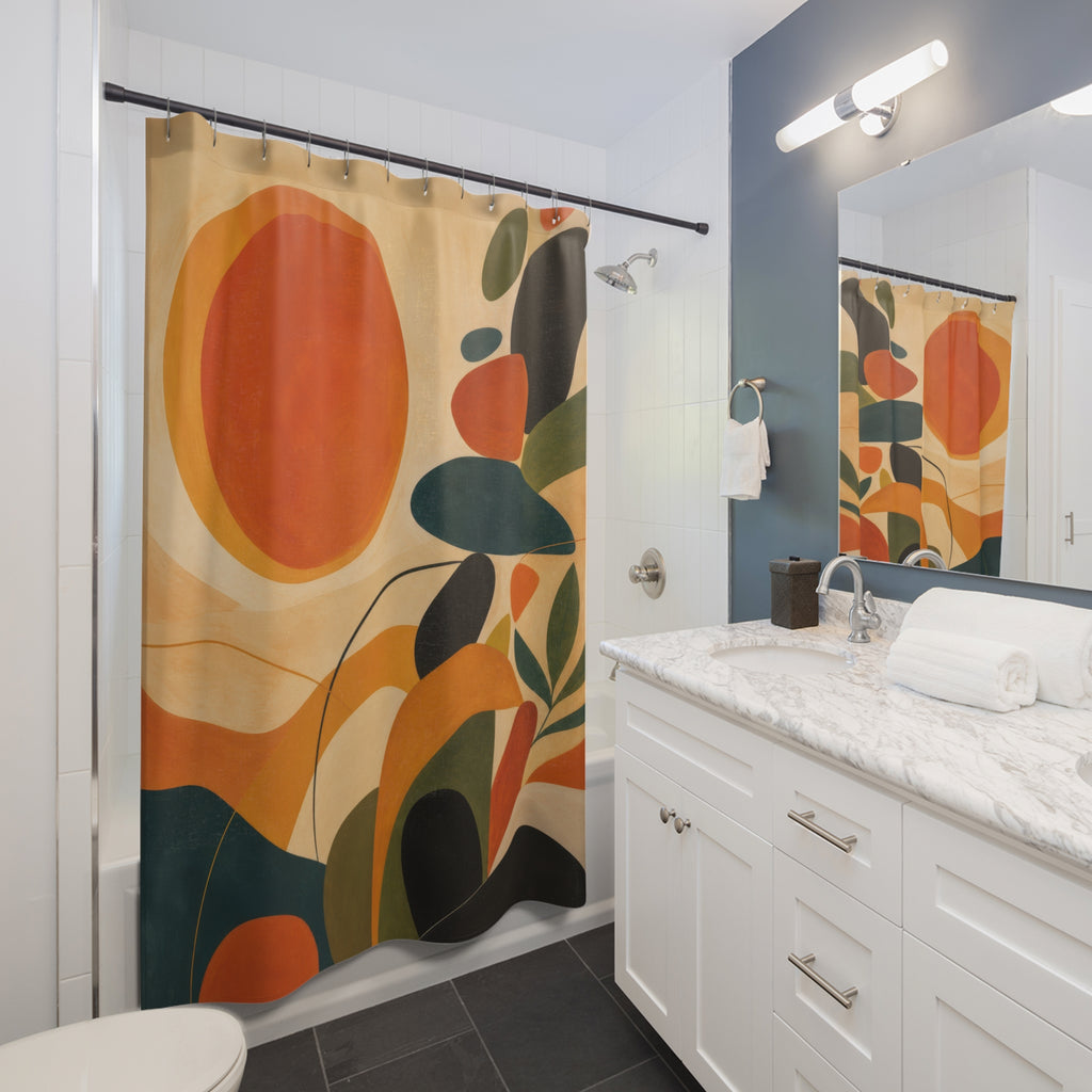 Solar Biomorph Mid Century Shower Curtain