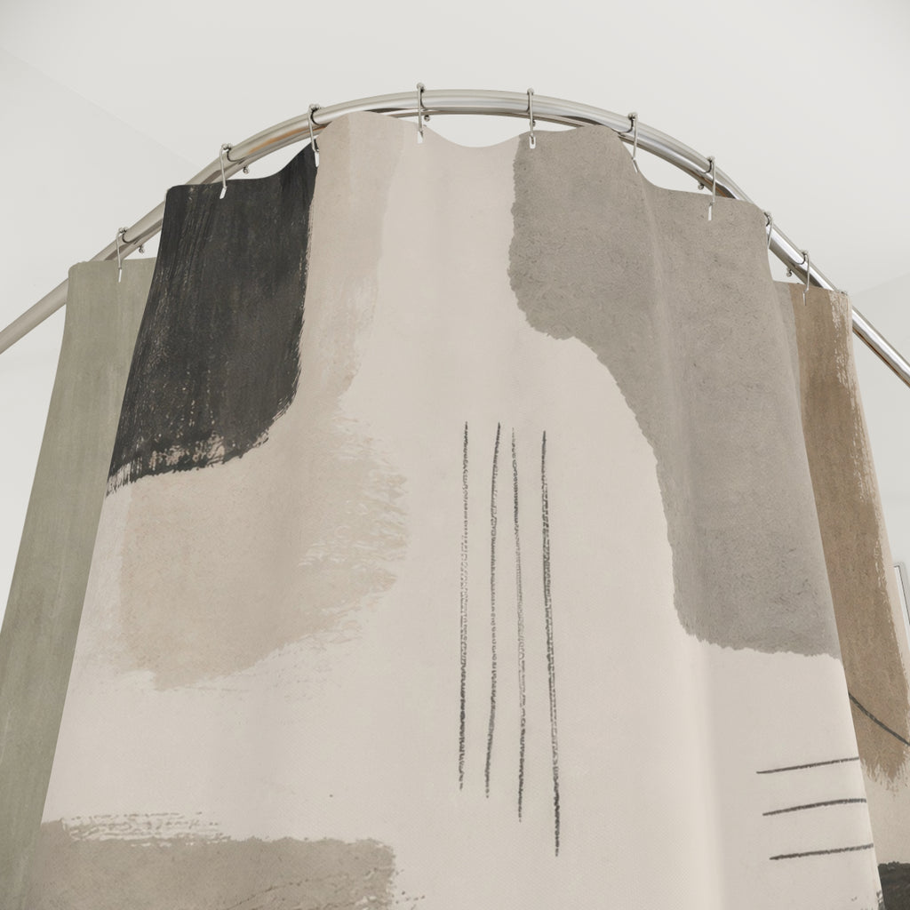 Neutral Abstract Shower Curtain