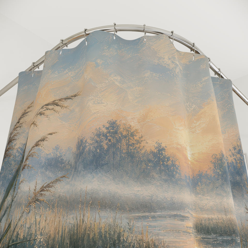 Oil Pastel Misty Marsh Shower Curtain