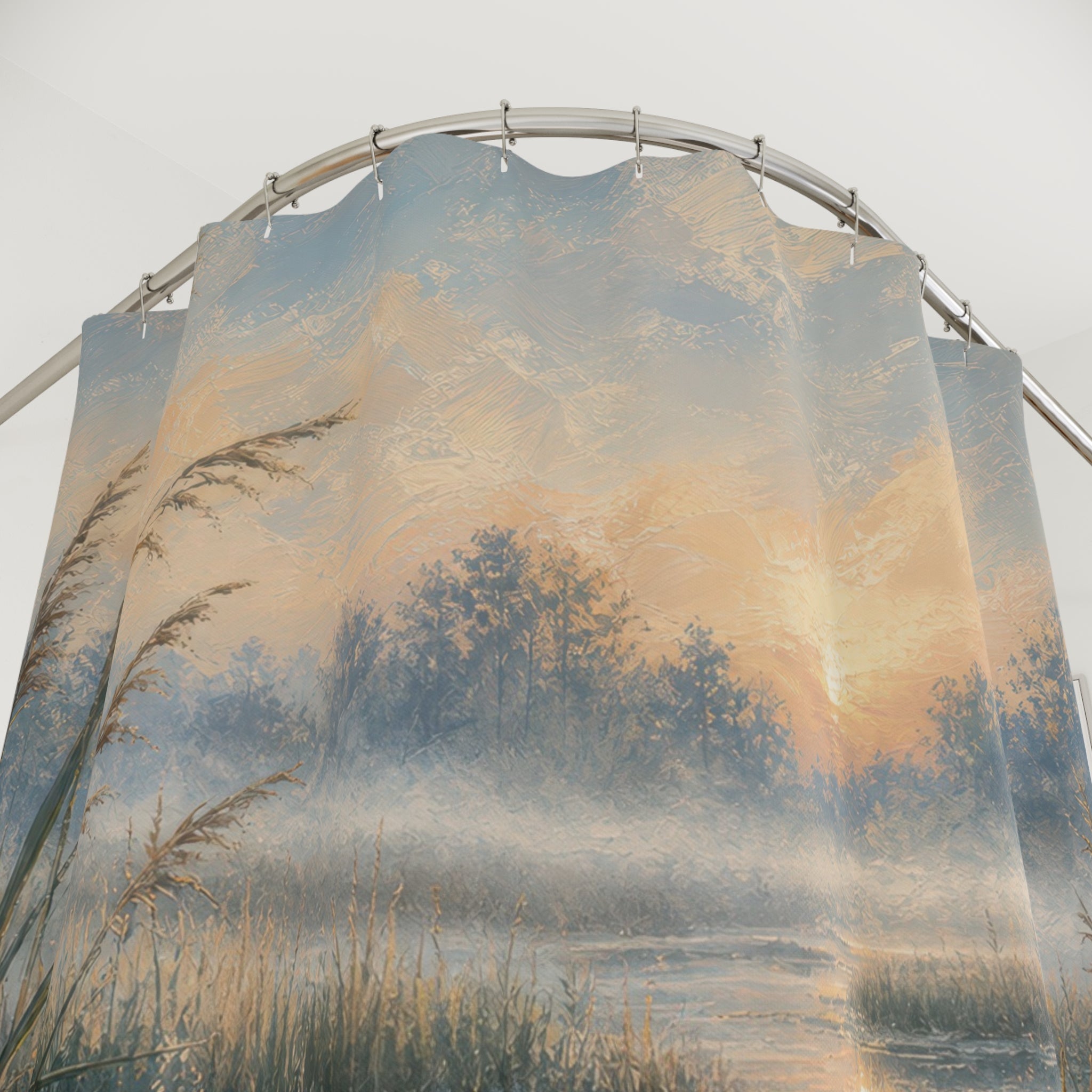 Oil Pastel Misty Marsh Shower Curtain