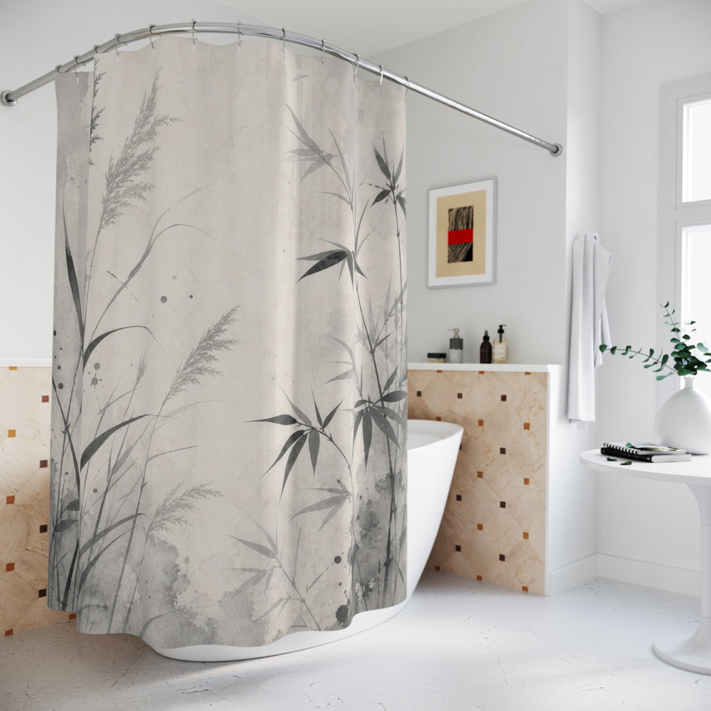 Gray Meadow Grass Shower Curtain