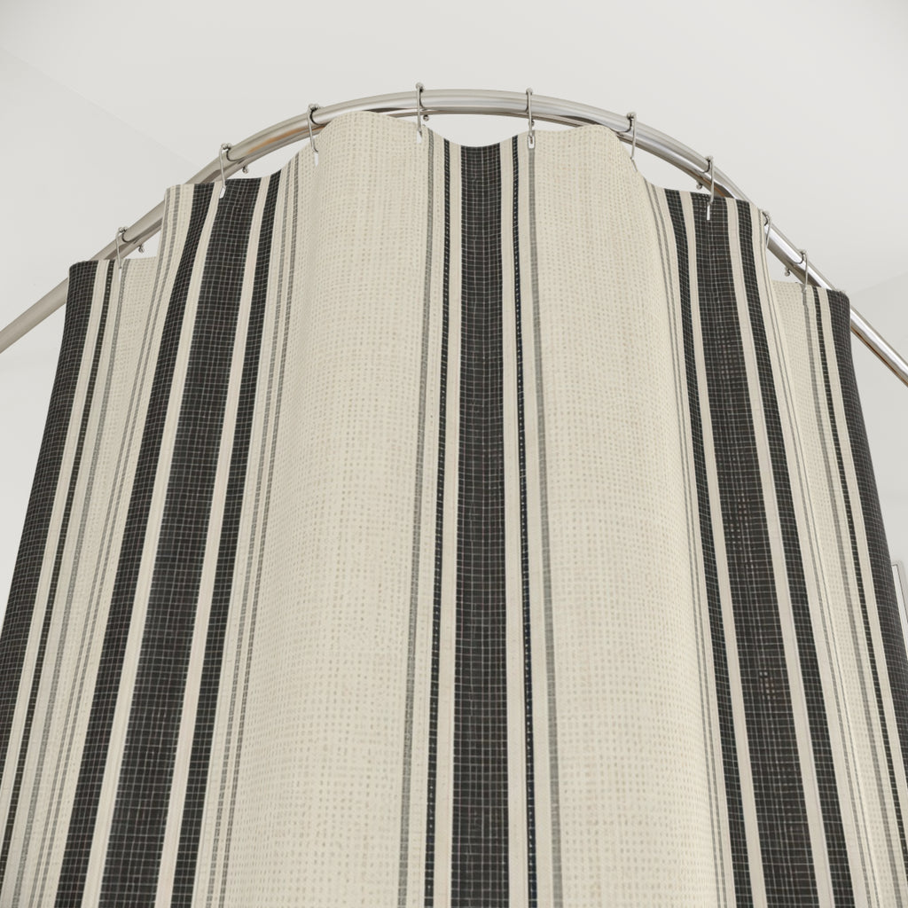 Black Ivory Stripe Shower Curtain