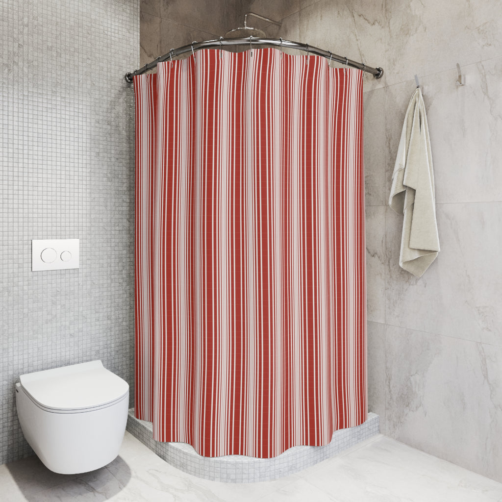 Red & White Graduated Stripe Shower Curtain – Modern