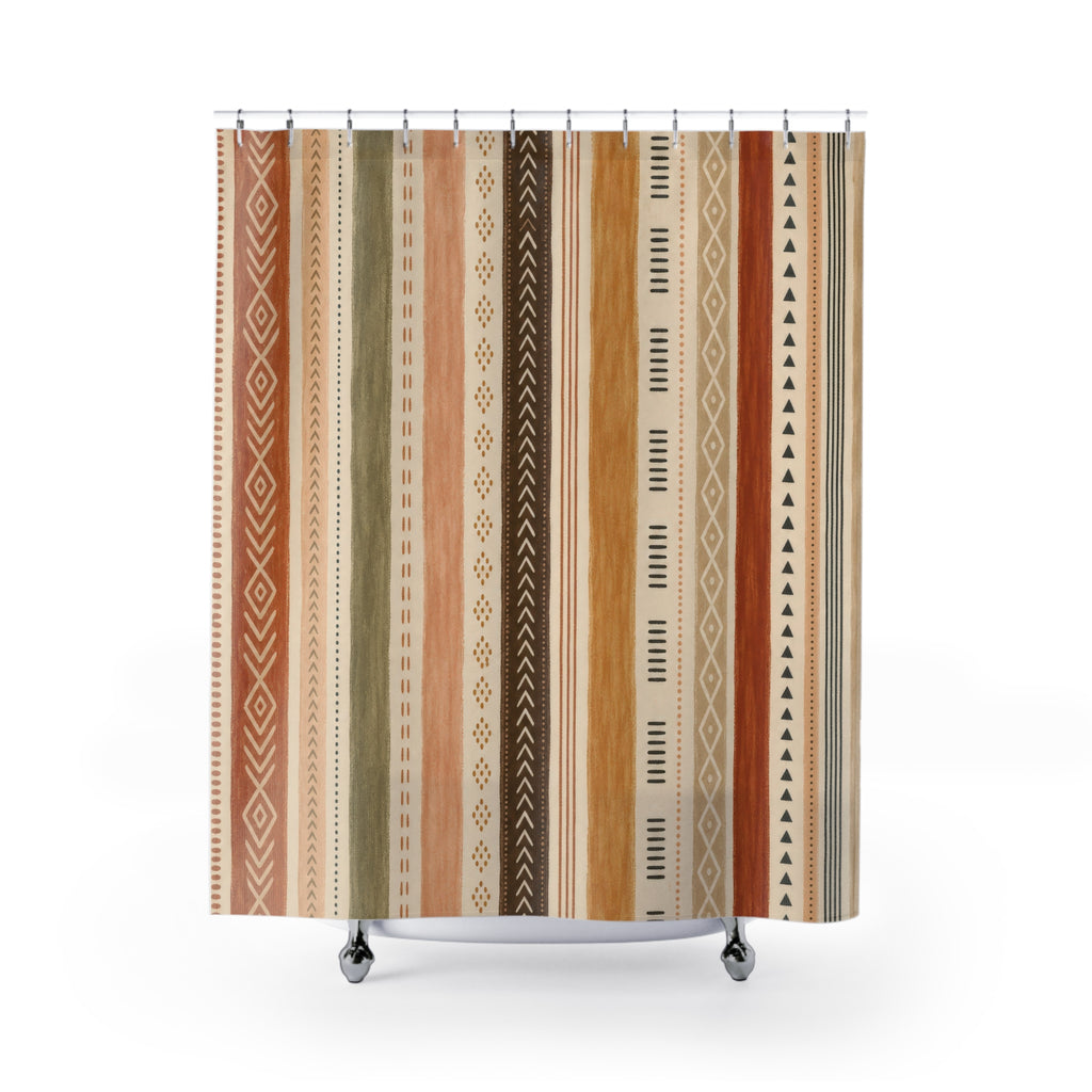Terracotta Tan Diamond Stripe Shower Curtain