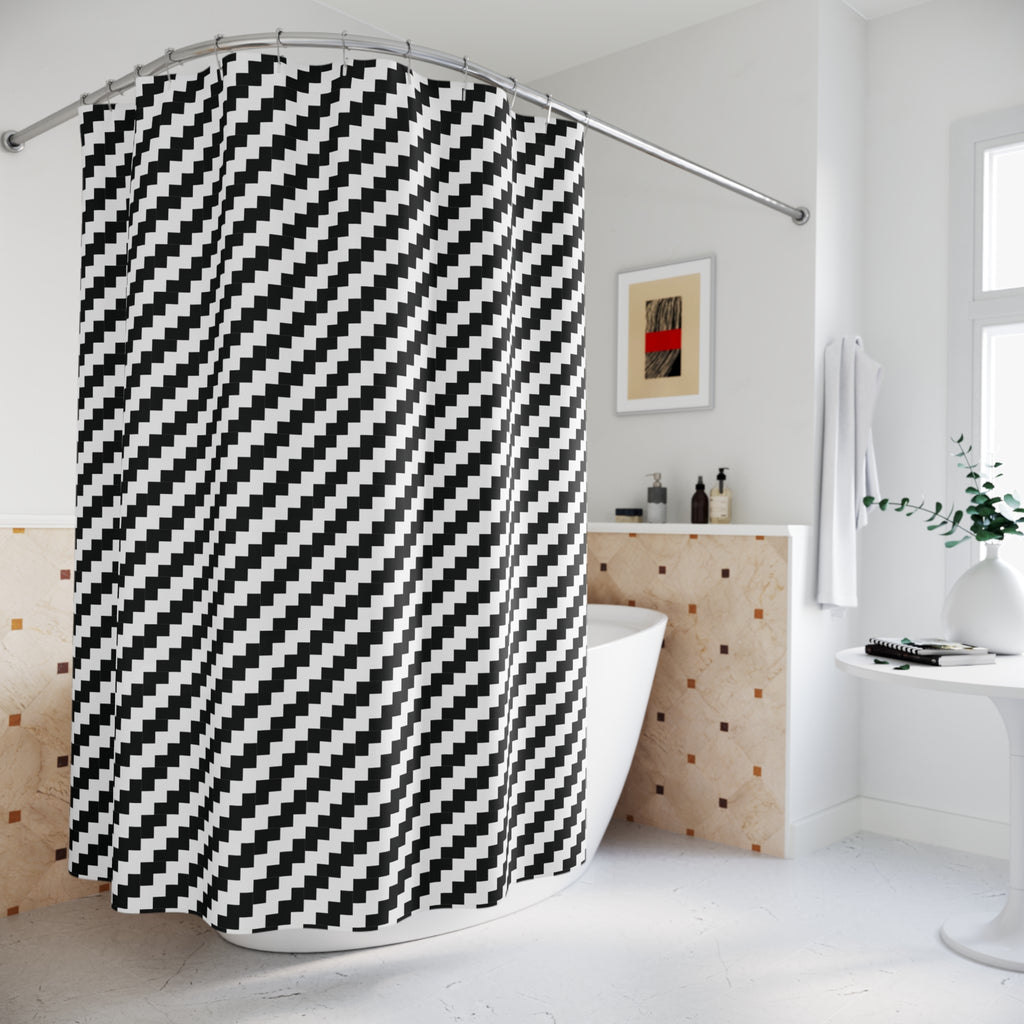 Black and White Houndstooth Shower Curtain