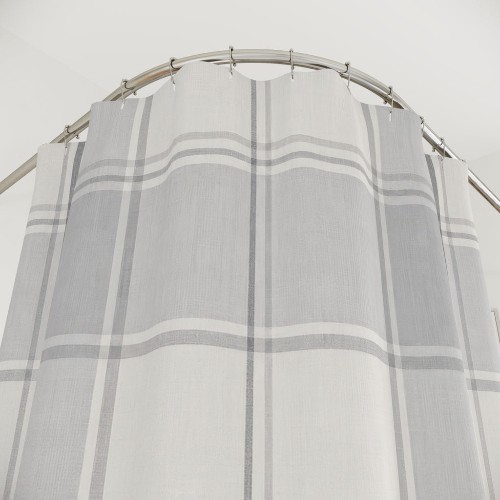 Grey White Plaid Shower Curtain
