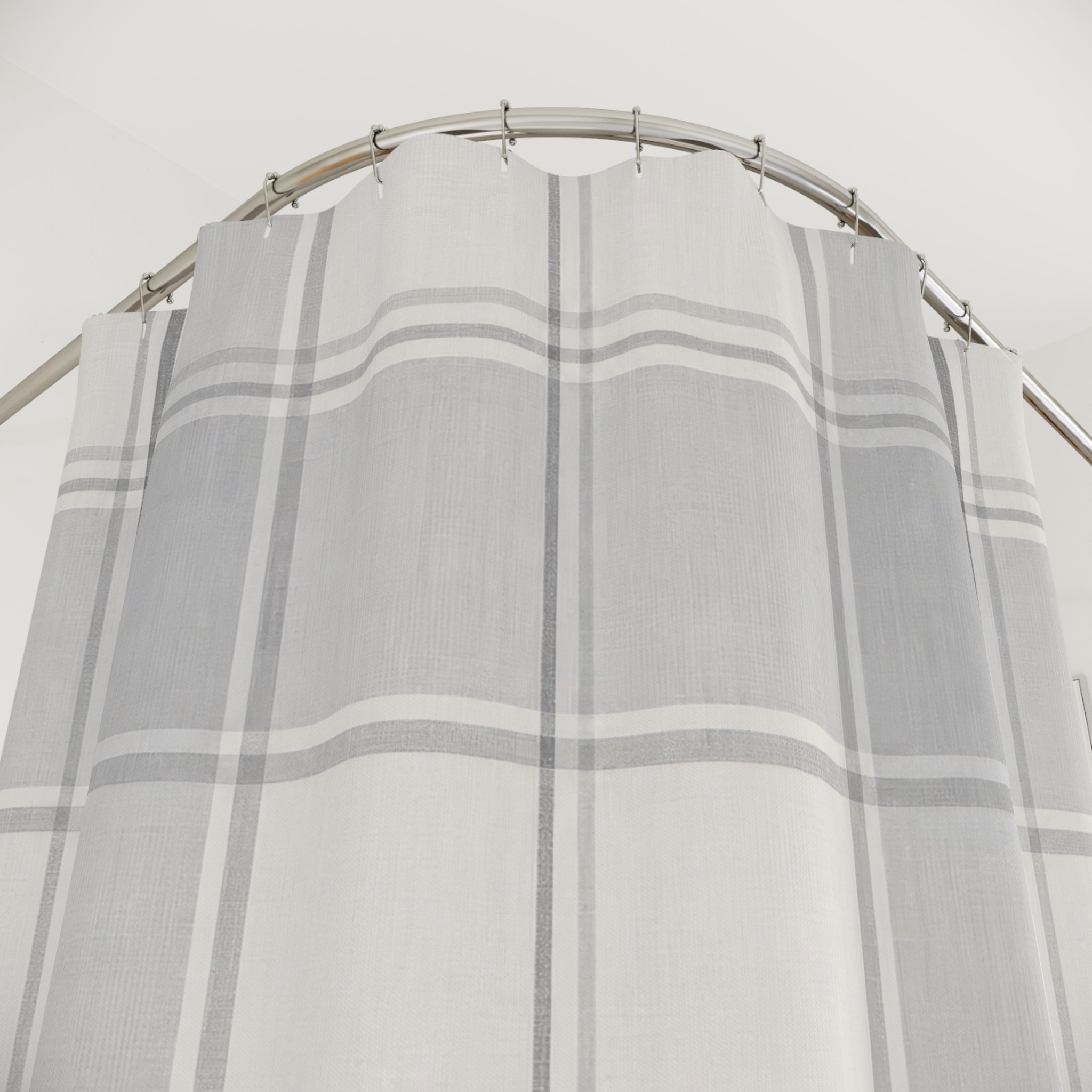 Grey White Plaid Shower Curtain