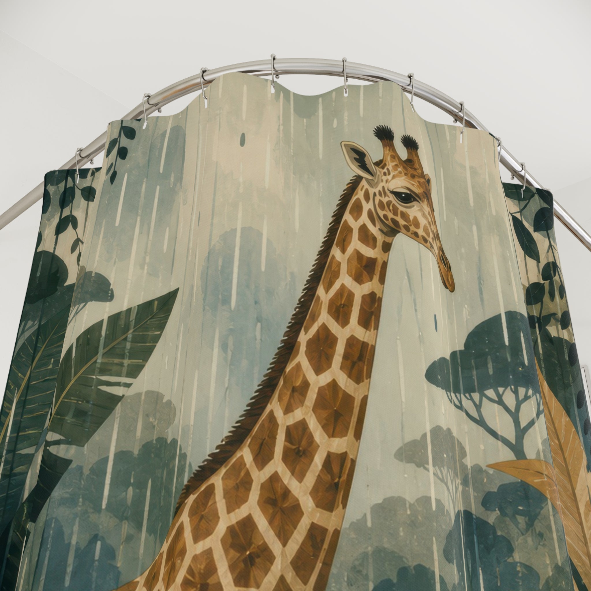 Rainy Tropical Safari Animal Scene Shower Curtain