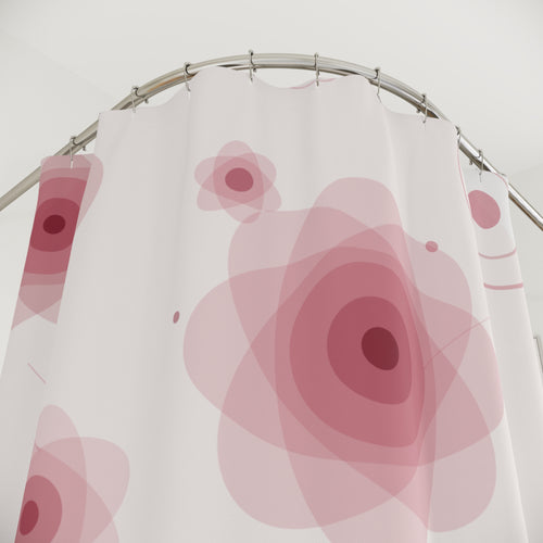 Abstract Floral Shower Curtain – Pink and Red