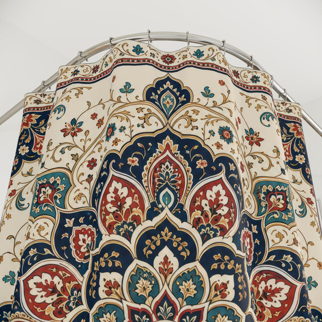 Navy Terracotta Mandala Medallion Shower Curtain