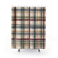 Plaid Shower Curtain, Red Navy Green Tartan Check Pattern, Classic Farmhouse Bathroom Decor, Cozy Cabin Wall Decor Guest Bath Wall Gift