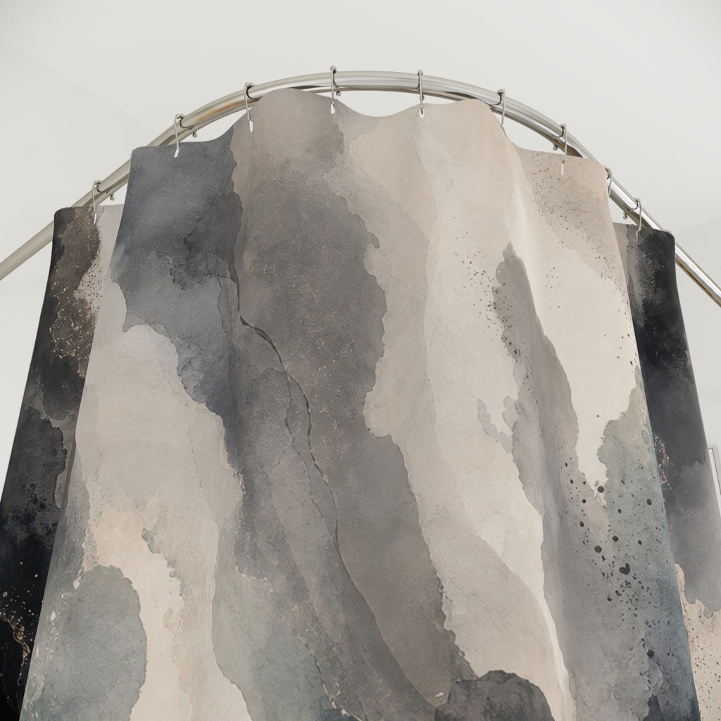 Gray Cream Modern Black Abstract Shower Curtain