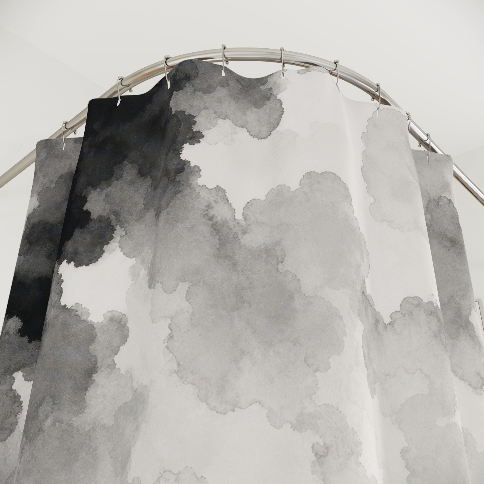Black White Watercolor Cloud Shower Curtain