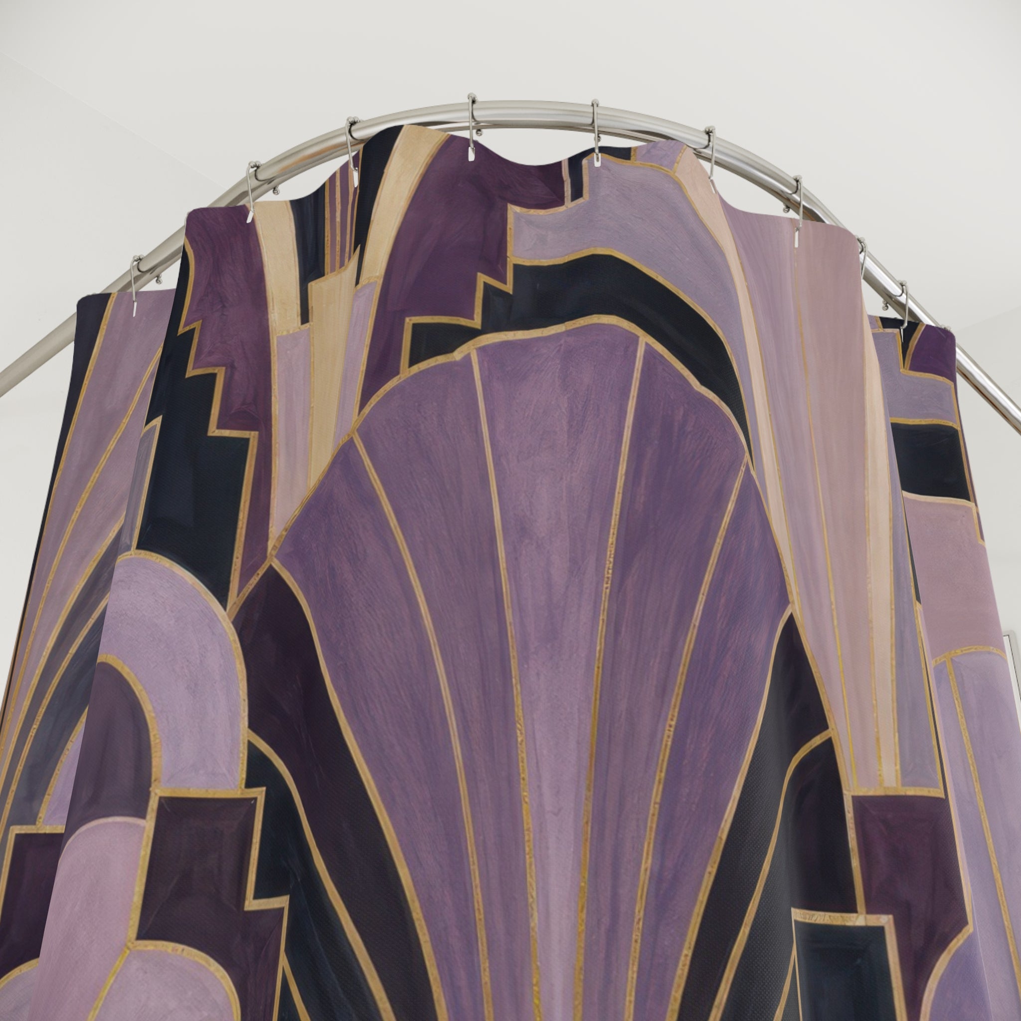 Lavender Plum Art Deco Fan Shower Curtain