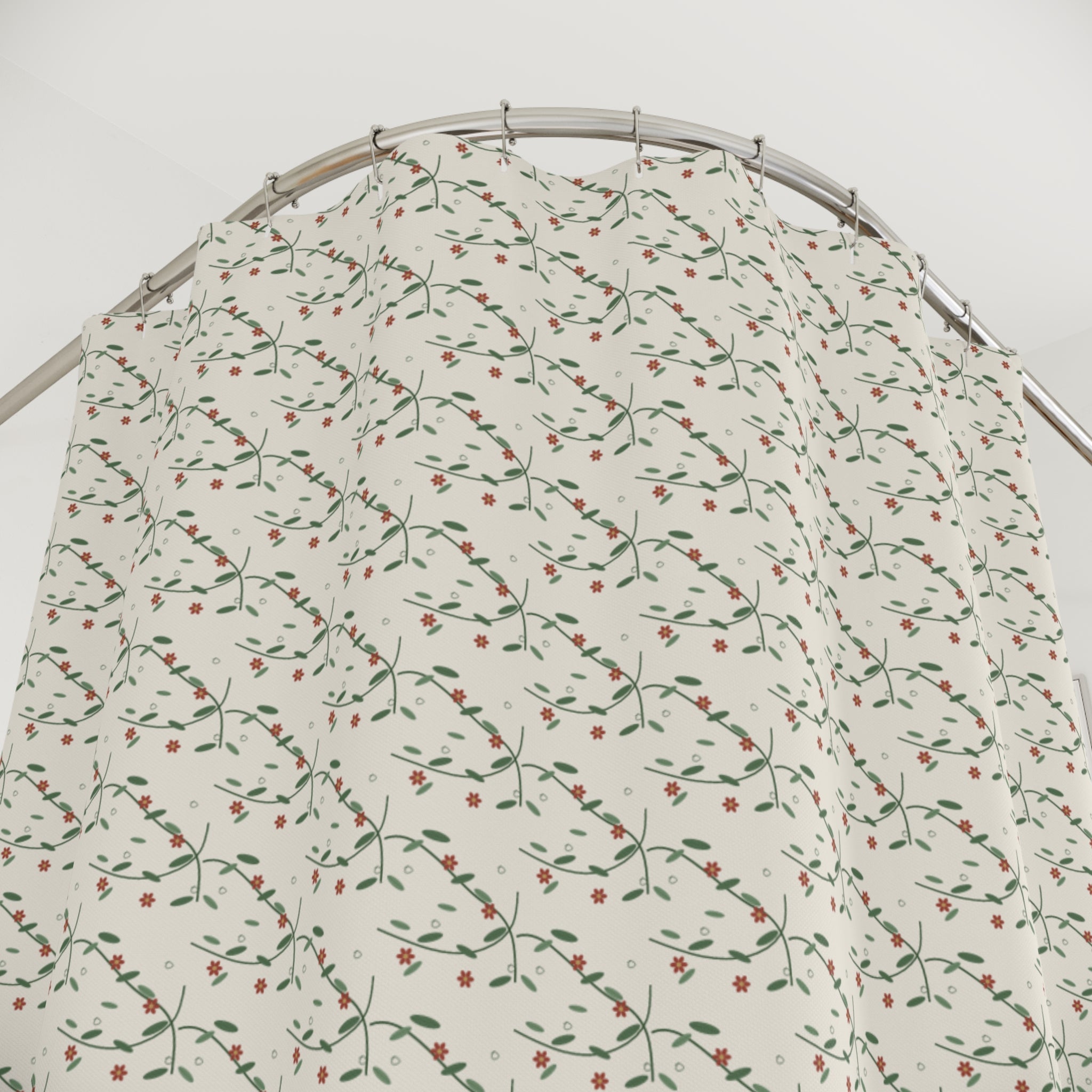 Art Nouveau Vine Shower Curtain – Sage Green & Cream