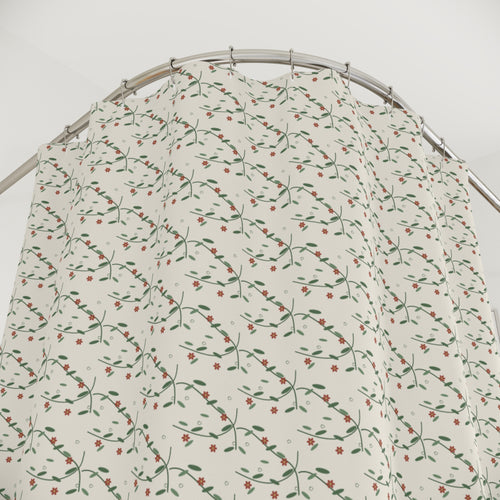 Art Nouveau Vine Shower Curtain – Sage Green & Cream