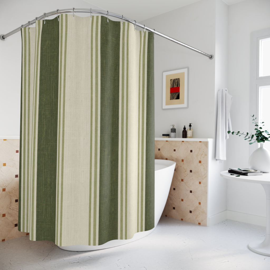 Cypress Green Stripe Shower Curtain