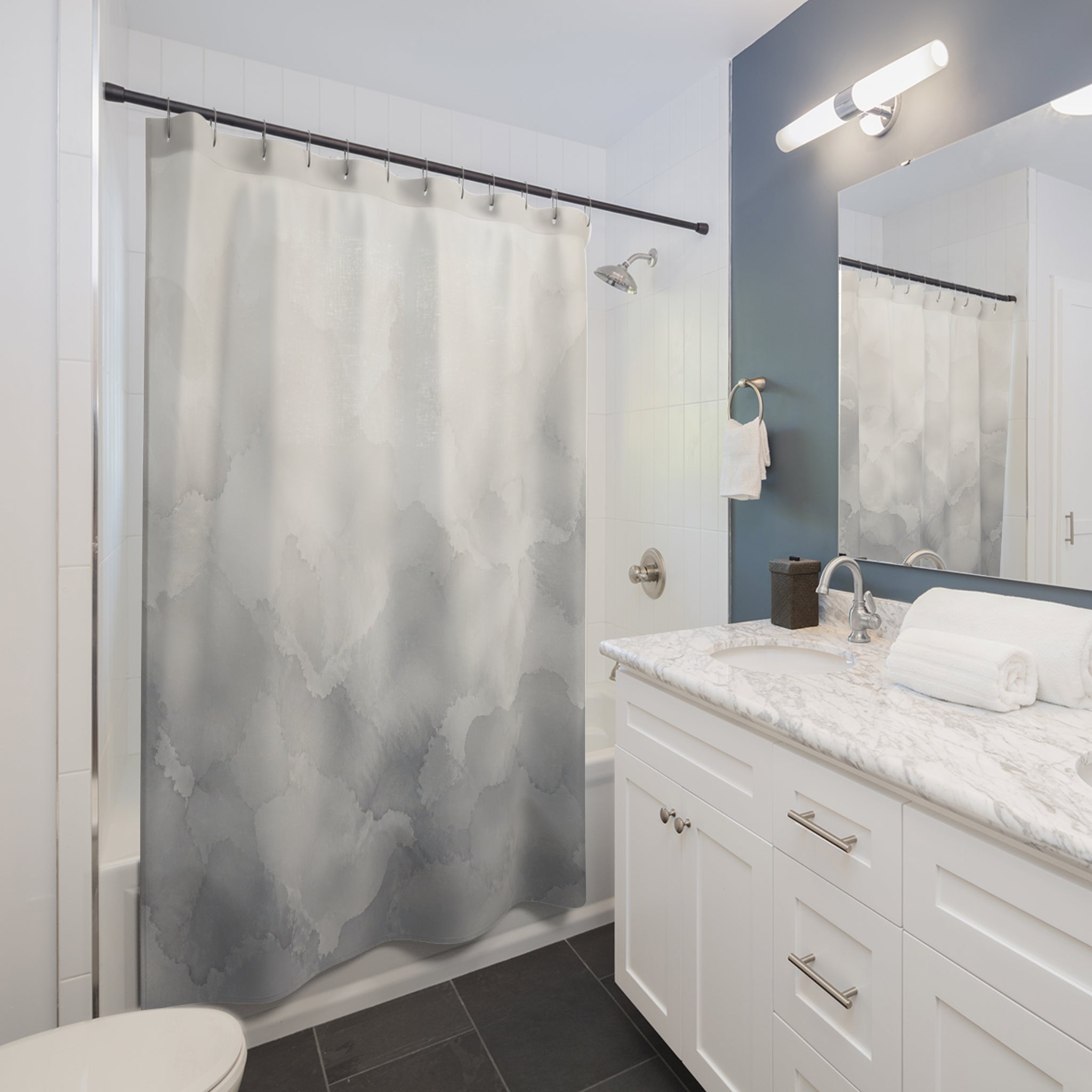 Soft Grey Watercolor Shower Curtain