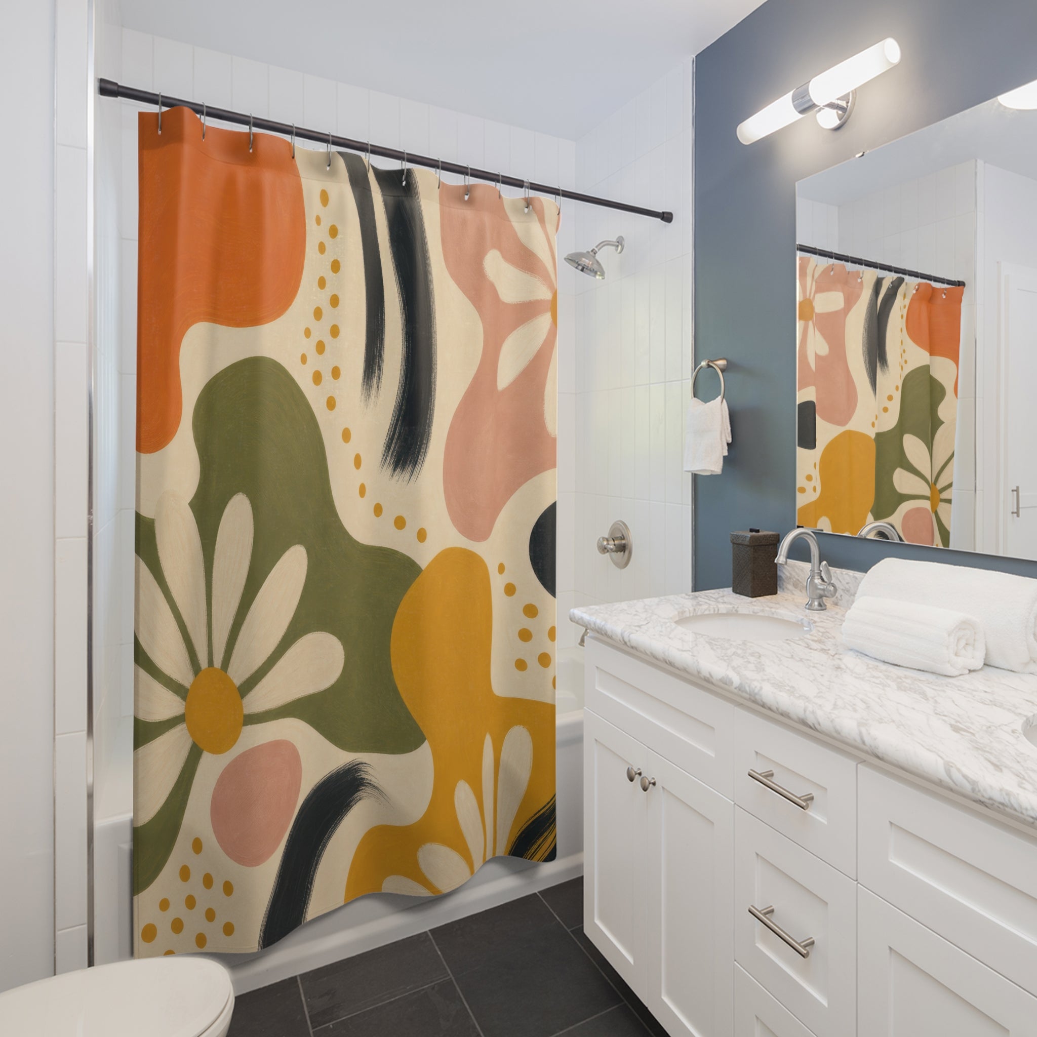 Retro 60s Orange Shower Curtain