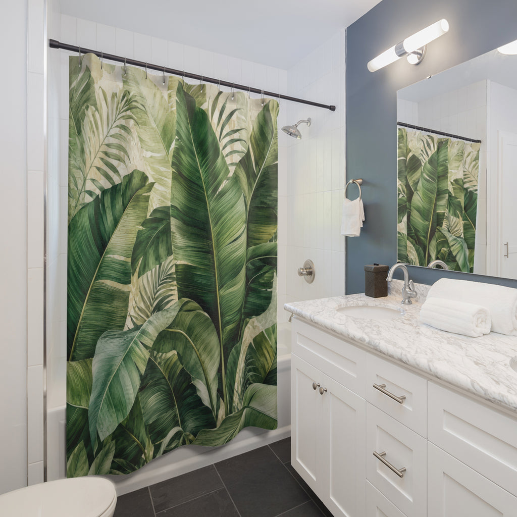 Banana Leaf Shower Curtain: Tropical Green