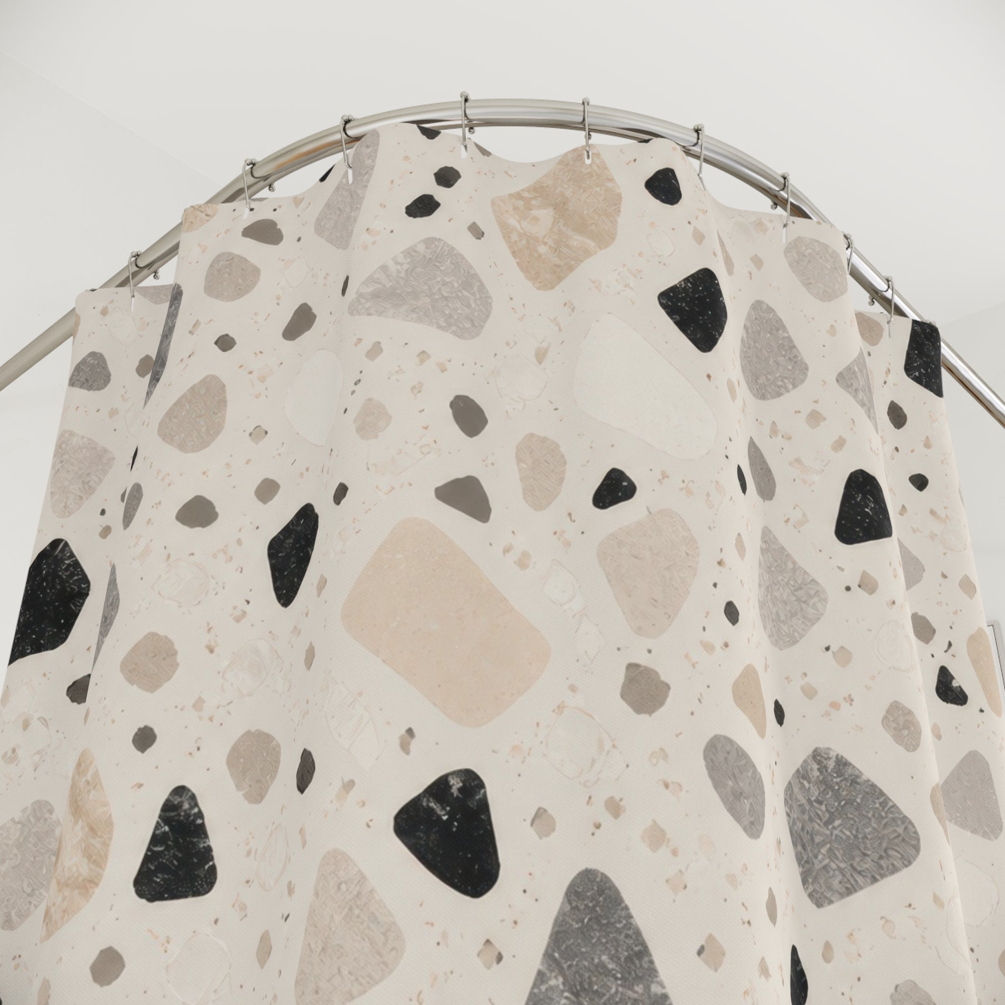 Black Beige Stone Chip Shower Curtain