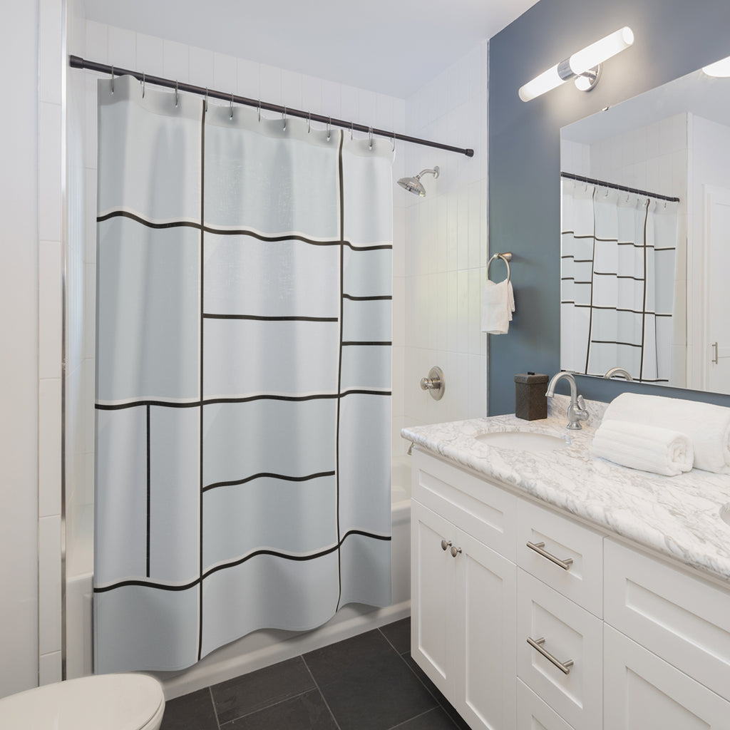 Industrial Steel Grid Window Shower Curtain