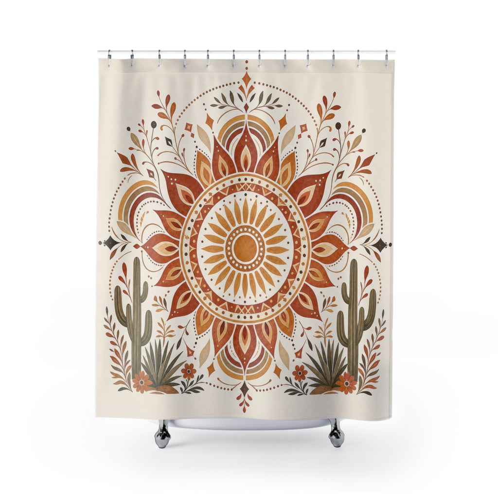 Terracotta Sunburst Medallion Shower Curtain