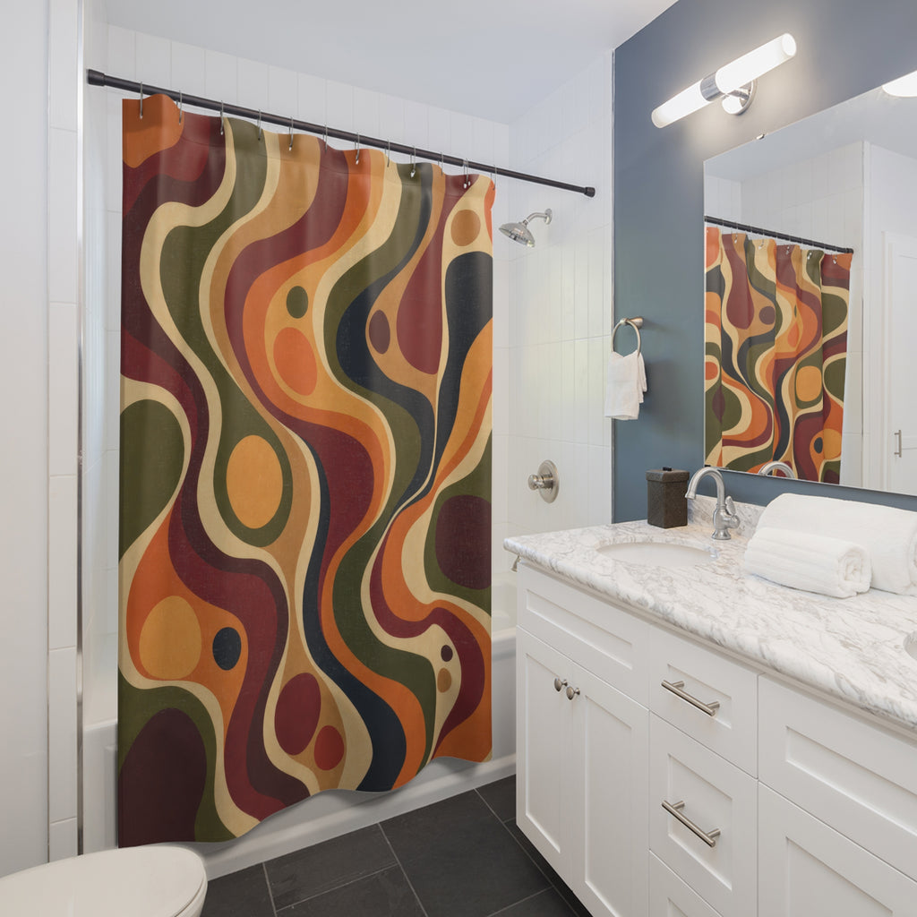 Psychedelic Ribbon Wave Shower Curtain