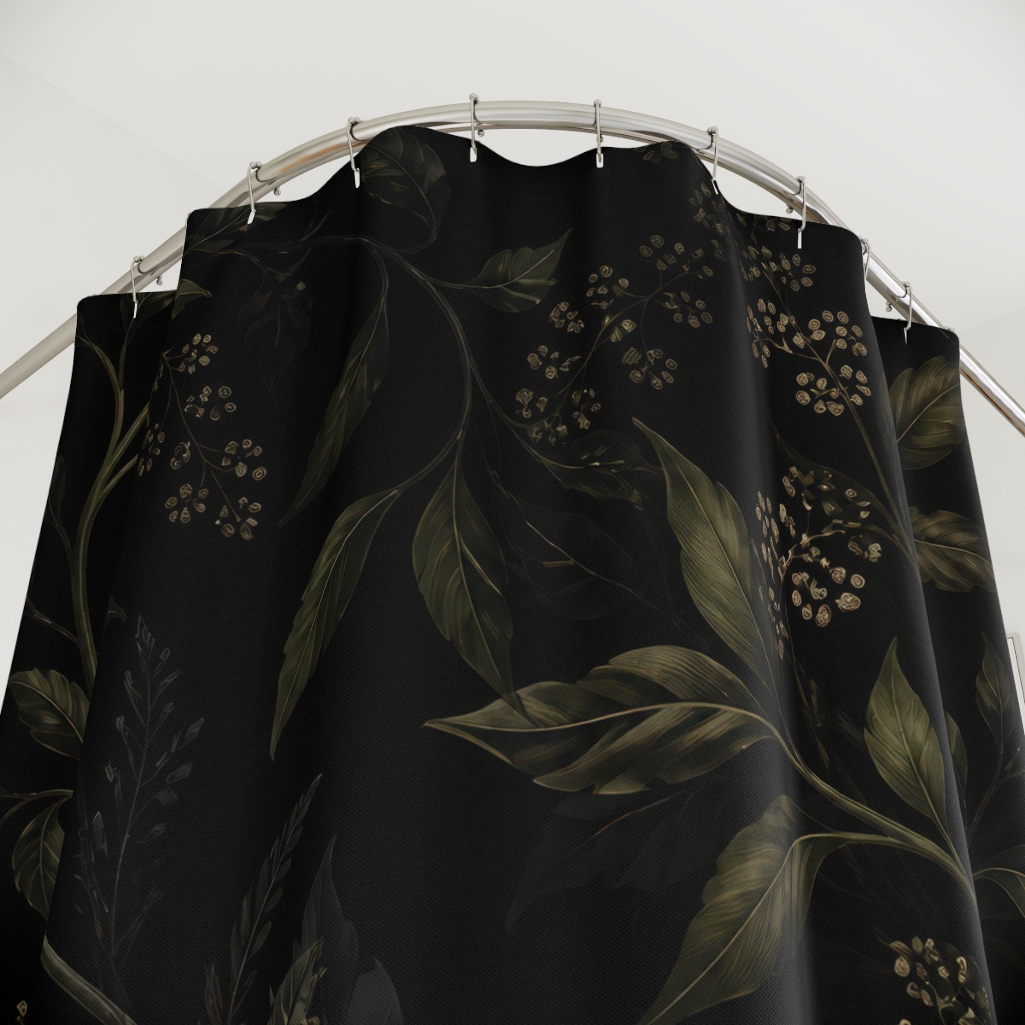 Dark Green Leaf Branch Shower Curtain