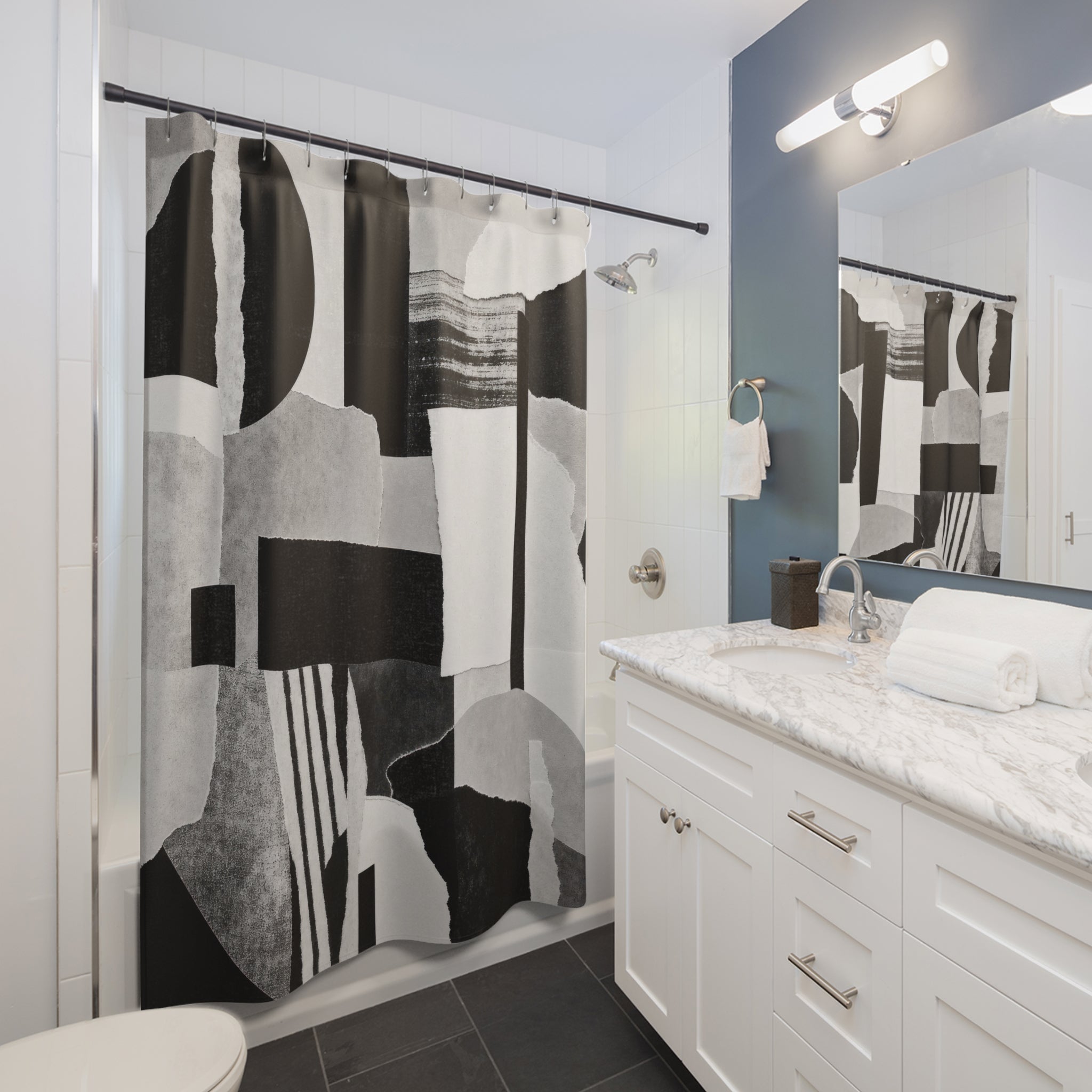 Black White Abstract Shower Curtain