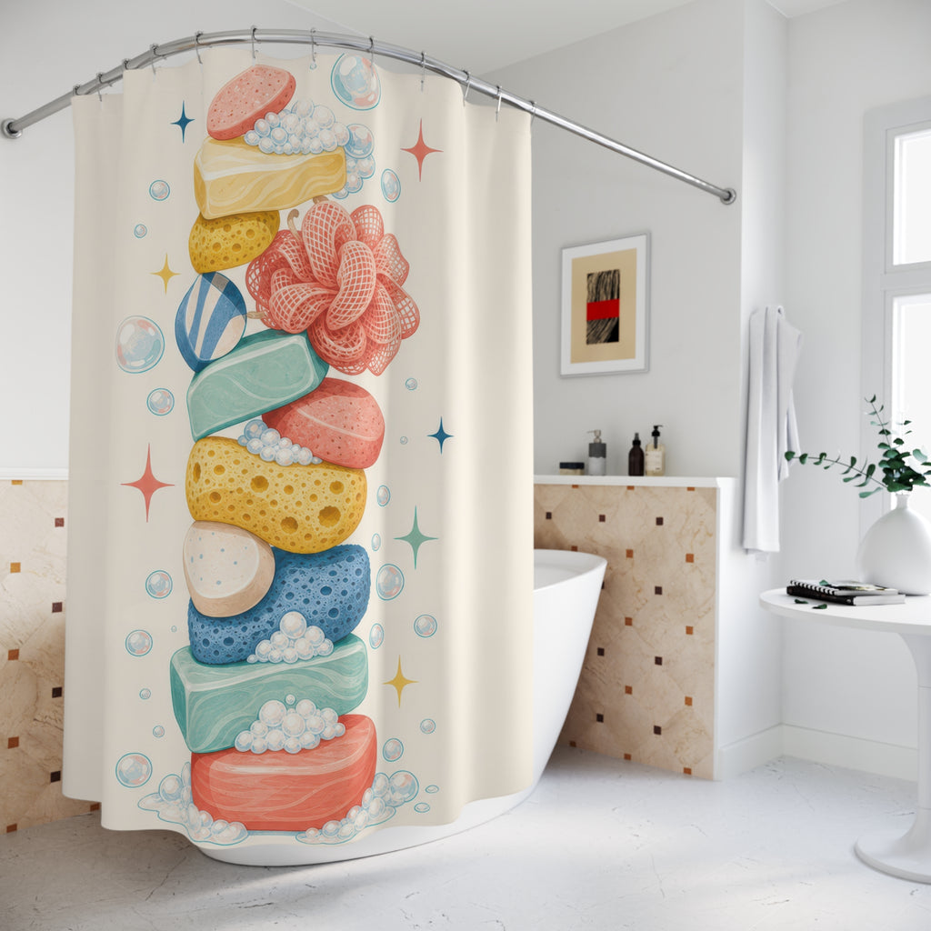 Stacked Sponge Soap Shower Curtain
