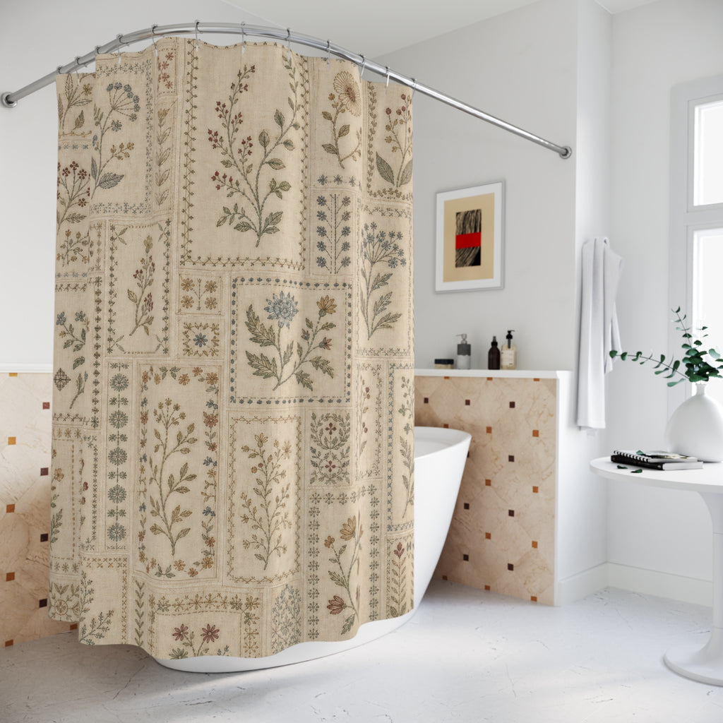 Herbarium Tile Vintage Botanical Shower Curtain