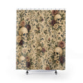Skull Rose Gothic Floral Cottage Cottagecore Beige Black Shower Curtain