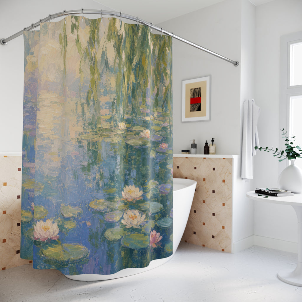 Monet Inspired Water Lily Impressionist Shower Curtain